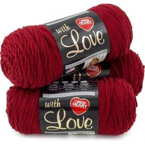 imageRed Heart With Love Yarn Metallic  Royal3pack  Berry Red