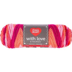 imageRed Heart With Love Yarn Metallic  RoyalStripe  Passion Stripe