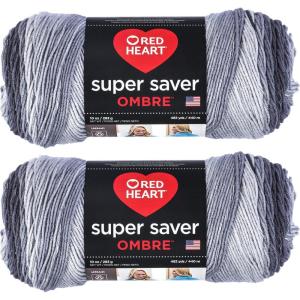 imageRED HEART E3053970 Super Saver Ombre Yarn SuedeAnthracite Ombre