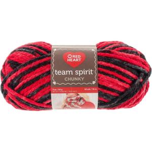 imageRED HEART Team Spirit Chunky Yarn RedWhiteRedBlack