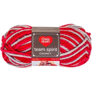 imageRED HEART Team Spirit Chunky Yarn RedWhiteRedGrey