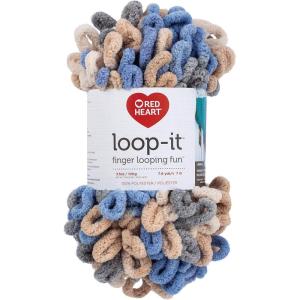 imageRED HEART LoopIt yarn In The PinkBeige and Blue Bayou