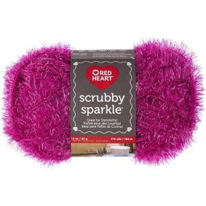 imageRED HEART Scrubby Sparkle Yarn LicoriceWatermelon