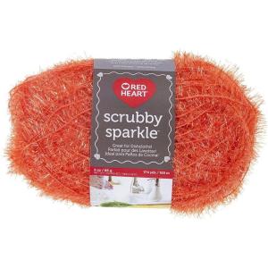 imageRed Heart Scrubby Sparkle Yarn GrapefruitOrange
