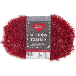 imageRed Heart Scrubby Sparkle Yarn GrapefruitStrawberry