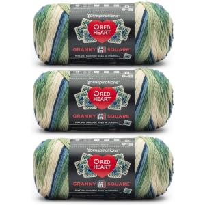 imageRed Heart All in One Granny Square Soft White  Green Scream Yarn  3 Pack of 250g88oz  100 Acrylic  4 Worsted Medium  381m417Yards  for Knitting Crochet and AmigurumiLily Pad