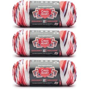 imageRed Heart All in One Granny Square Soft White  Green Scream Yarn  3 Pack of 250g88oz  100 Acrylic  4 Worsted Medium  381m417Yards  for Knitting Crochet and AmigurumiHot Stuff