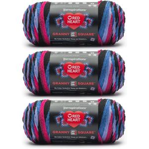 imageRed Heart All in One Granny Square Soft White  Green Scream Yarn  3 Pack of 250g88oz  100 Acrylic  4 Worsted Medium  381m417Yards  for Knitting Crochet and AmigurumiHyper Violet
