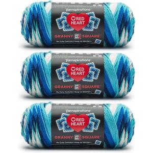 imageRed Heart All in One Granny Square Soft White  Green Scream Yarn  3 Pack of 250g88oz  100 Acrylic  4 Worsted Medium  381m417Yards  for Knitting Crochet and AmigurumiFrigid
