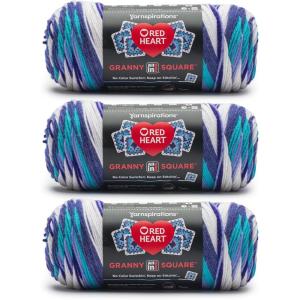 imageRed Heart All in One Granny Square Soft White  Green Scream Yarn  3 Pack of 250g88oz  100 Acrylic  4 Worsted Medium  381m417Yards  for Knitting Crochet and AmigurumiAmethyst