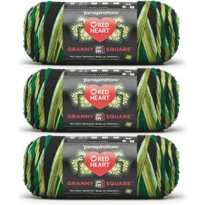 imageRed Heart All in One Granny Square Soft White  Green Scream Yarn  3 Pack of 250g88oz  100 Acrylic  4 Worsted Medium  381m417Yards  for Knitting Crochet and AmigurumiVerdant Vine