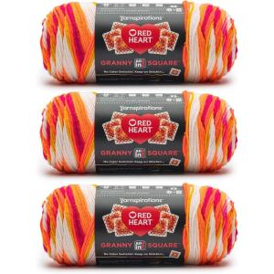 imageRed Heart All in One Granny Square Soft White  Green Scream Yarn  3 Pack of 250g88oz  100 Acrylic  4 Worsted Medium  381m417Yards  for Knitting Crochet and AmigurumiCitrus Twist