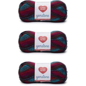imageRed Heart Gemstone Onyx Yarn  3 Pack of 200g7oz  Acrylic  5 Bulky  312 Yards  Knitting Crocheting ampamp CraftsRed Topaz
