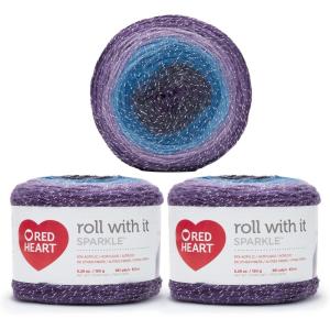 imageRed Heart Roll with It Sparkle Diamonds Yarn  3 Pack of 150g53oz  Acrylic Blend  4 Medium Worsted  561 Yards  KnittingCrochetAmethyst