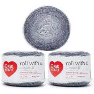 imageRed Heart Roll with It Sparkle Diamonds Yarn  3 Pack of 150g53oz  Acrylic Blend  4 Medium Worsted  561 Yards  KnittingCrochetDiamonds