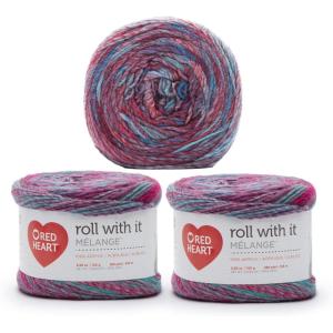 imageRed Heart Roll with It Sparkle Diamonds Yarn  3 Pack of 150g53oz  Acrylic Blend  4 Medium Worsted  561 Yards  KnittingCrochetGossip