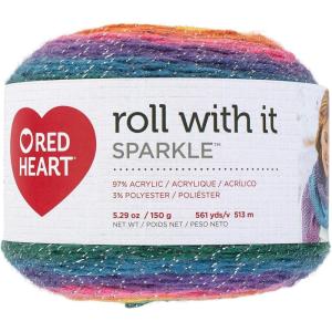 imageRed Heart Roll with It Sparkle Diamonds Yarn  3 Pack of 150g53oz  Acrylic Blend  4 Medium Worsted  561 Yards  KnittingCrochetKaleidoscope