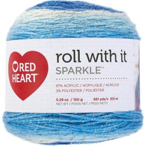 imageRed Heart Roll with It Sparkle Diamonds Yarn  3 Pack of 150g53oz  Acrylic Blend  4 Medium Worsted  561 Yards  KnittingCrochetKrystal