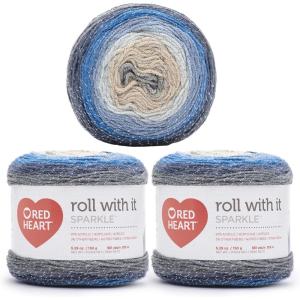 imageRed Heart Roll with It Sparkle Diamonds Yarn  3 Pack of 150g53oz  Acrylic Blend  4 Medium Worsted  561 Yards  KnittingCrochetLake House