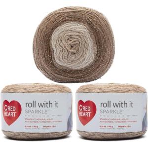 imageRed Heart Roll with It Sparkle Diamonds Yarn  3 Pack of 150g53oz  Acrylic Blend  4 Medium Worsted  561 Yards  KnittingCrochetMoon Dust