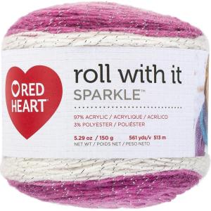 imageRed Heart Roll with It Sparkle Diamonds Yarn  3 Pack of 150g53oz  Acrylic Blend  4 Medium Worsted  561 Yards  KnittingCrochetMulticolor