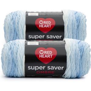 imageRed Heart Super Saver Jumbo Orchid Yarn  2 Pack of 396g14oz  Acrylic  4 Medium Worsted  744 Yards  KnittingCrochetLight Blue Ombre