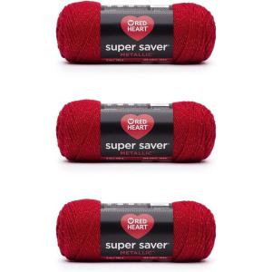 imageRed Heart Super Saver Metallic Light Gray Yarn  3 Pack of 5oz142g  Acrylic  4 Medium Worsted  255 Yards  KnittingCrochetRed