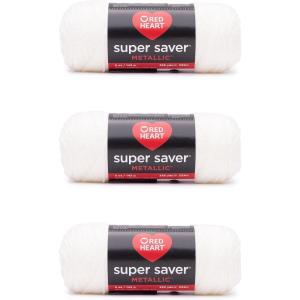 imageRed Heart Super Saver Metallic Light Gray Yarn  3 Pack of 5oz142g  Acrylic  4 Medium Worsted  255 Yards  KnittingCrochetWhite