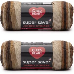 imageRed Heart Super Saver Jumbo Favorite Stripe Yarn  2 Pack of 283g14oz  Acrylic  4 Medium Worsted  482 Yards  KnittingCrochetLatte Stripe