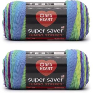 imageRed Heart Super Saver Jumbo Favorite Stripe Yarn  2 Pack of 283g14oz  Acrylic  4 Medium Worsted  482 Yards  KnittingCrochetParrot Stripe