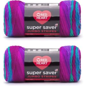 imageRed Heart Super Saver Jumbo Favorite Stripe Yarn  2 Pack of 283g14oz  Acrylic  4 Medium Worsted  482 Yards  KnittingCrochetPolo Stripe