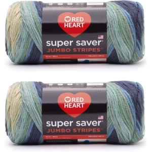 imageRed Heart Super Saver Jumbo Favorite Stripe Yarn  2 Pack of 283g14oz  Acrylic  4 Medium Worsted  482 Yards  KnittingCrochetSutherland Stripe