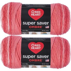 imageRed Heart Super Saver Jumbo Sea Coral Ombre Yarn  2 Pack of 283g10oz  Acrylic  4 Medium Worsted  482 Yards  KnittingCrochet2 Pack