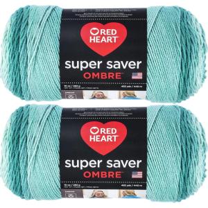 imageRed Heart Super Saver Jumbo Spearmint Ombre Yarn  2 Pack of 283g10oz  Acrylic  4 Medium Worsted  482 Yards  KnittingCrochet2 Pack