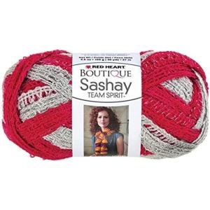imageRED HEART Boutique Sashay Team Spirit Yarn RedGrey
